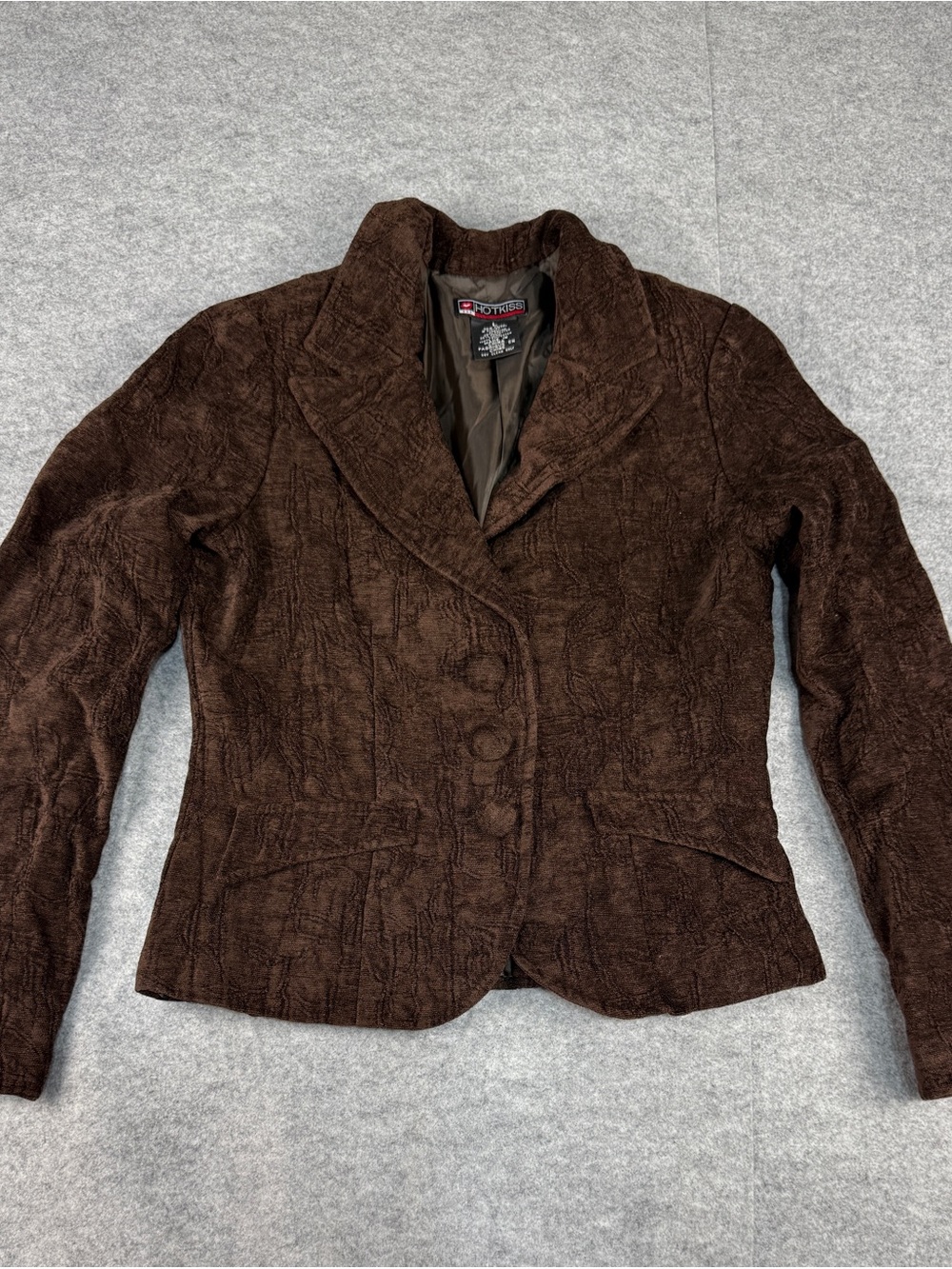 Dark Academia Hot Kiss Brown Paisley Velvet Blazer L
